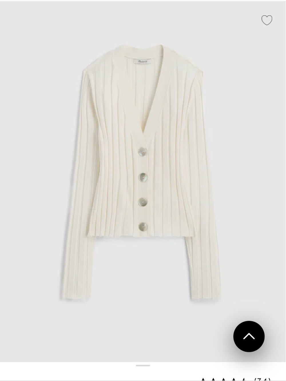 Madewell Cream Ribbed V-Neck Button Cardigan - Picture 6 of 6